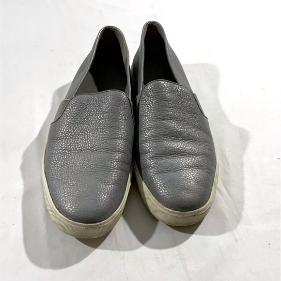 Vince Pewter Color Grey Grain Leather Slip On Sneakers Shoes Women's 8.5 M - Picture 3 of 12